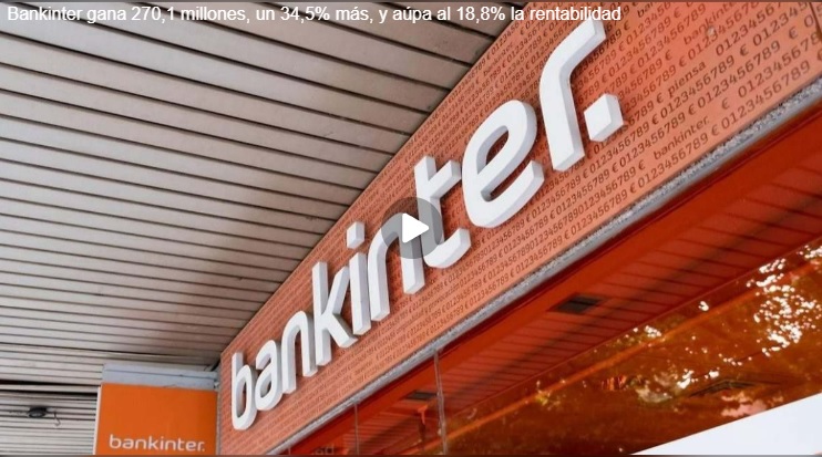 Bankinter gana 270,1 millones, un 34,5% más, y aúpa al 18,8% la rentabilidad