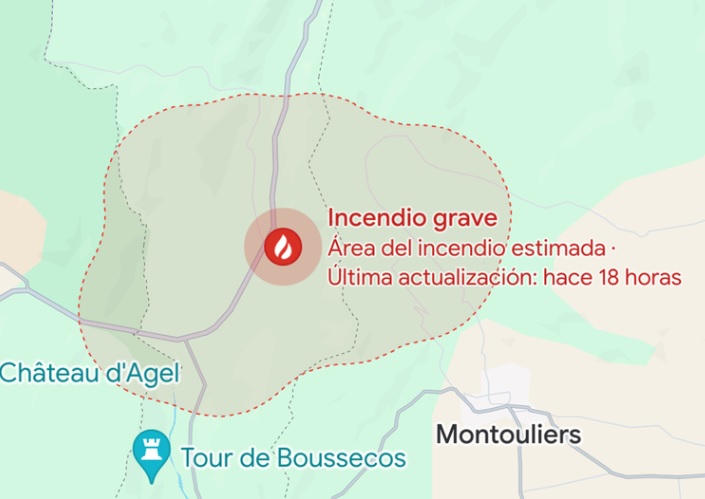 Así es como Google Maps avisa y te pone a salvo de los incendios forestales en España